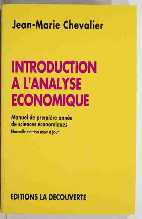 introduction a lanalyse économique