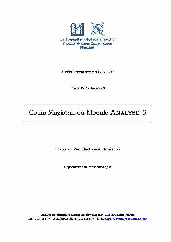 [PDF] Cours Magistral du Module Analyse 3 - Faculté des Sciences de Rabat