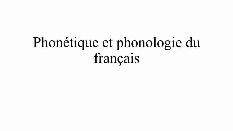 [PDF] Phonétique et phonologie du français - IS MUNI