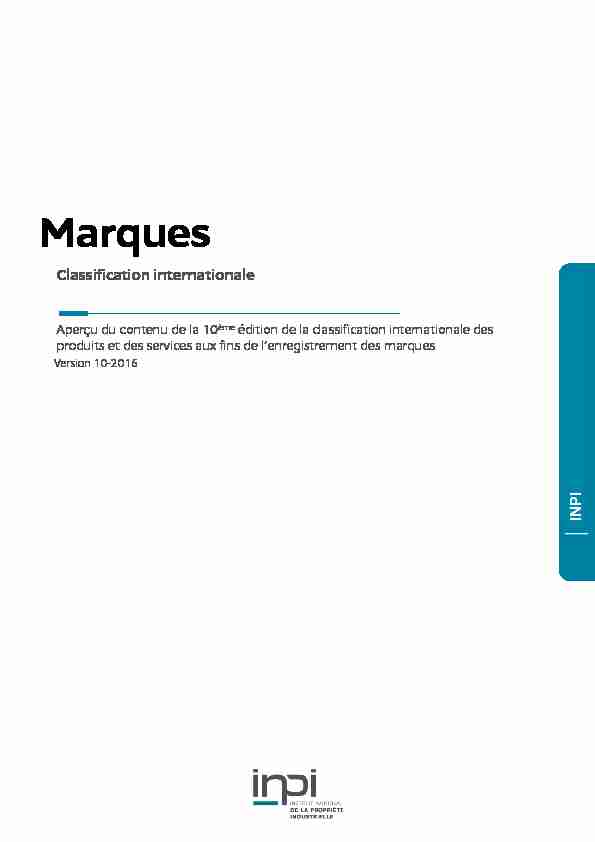 Marques - Classification internationale