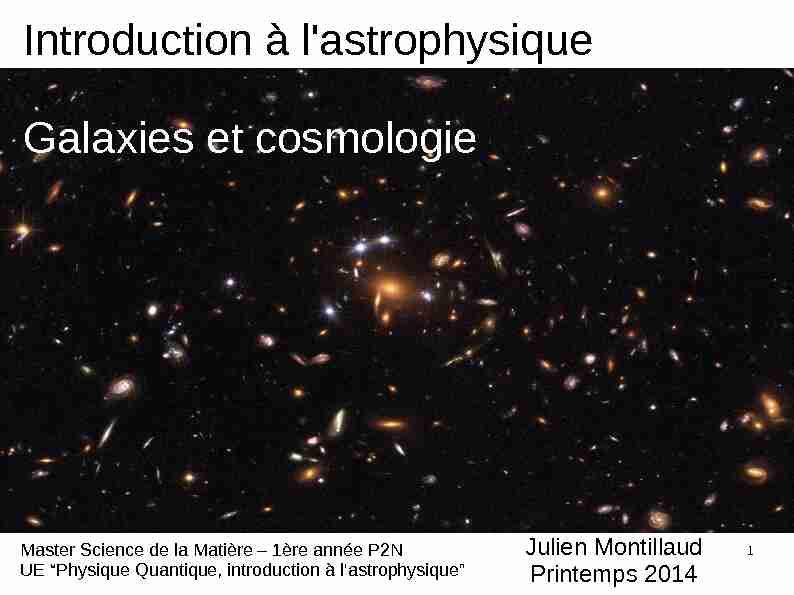Introduction à lastrophysique Galaxies et cosmologie