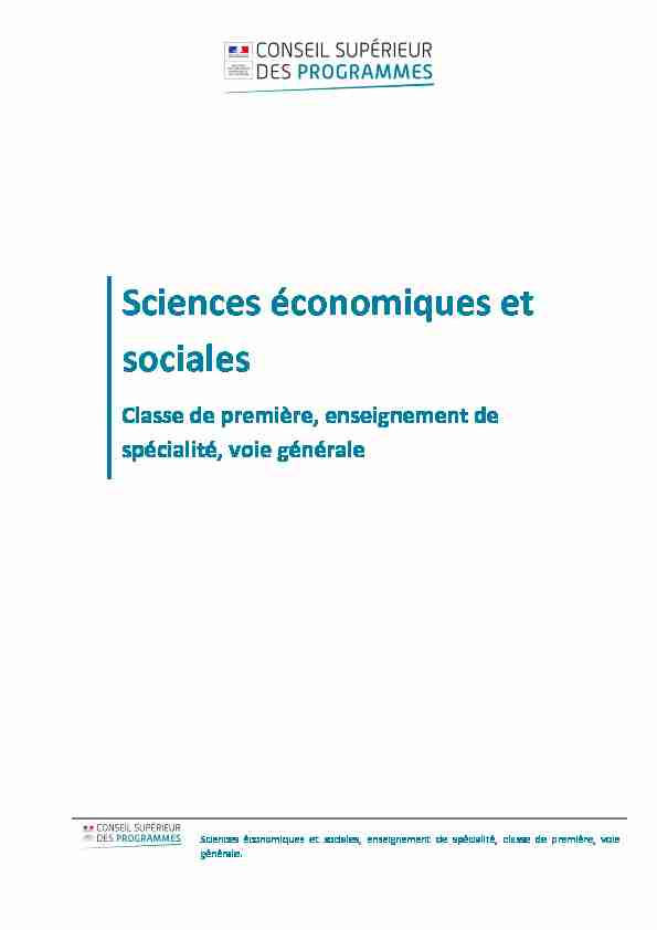 Programme de sciences économiques et sociales de terminale