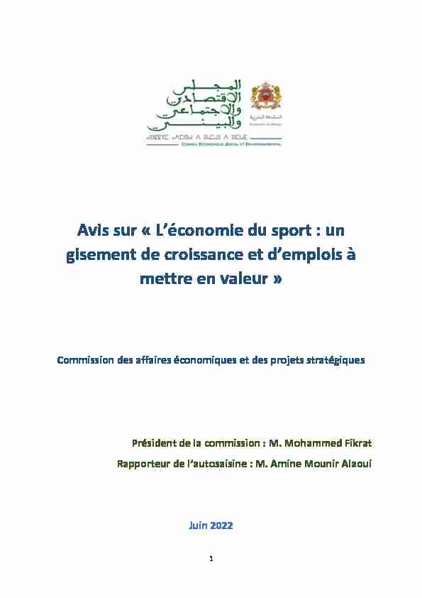 [PDF] Avis sur « Léconomie du sport : un gisement de croissance et d