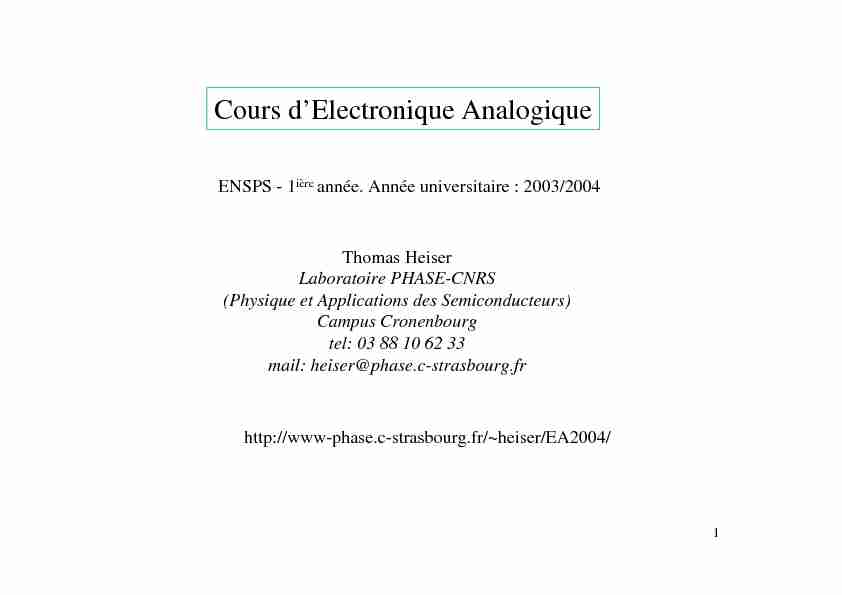 [PDF] Cours dElectronique Analogique