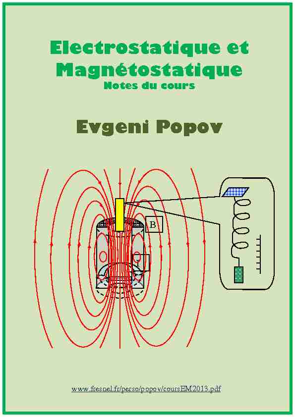 Electrostatique et Magnetostatique: Notes du cours