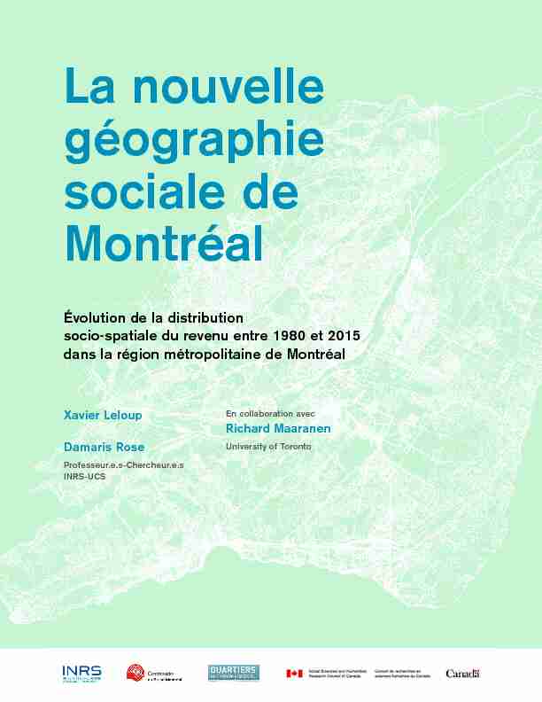 La nouvelle géographie sociale de Montréal
