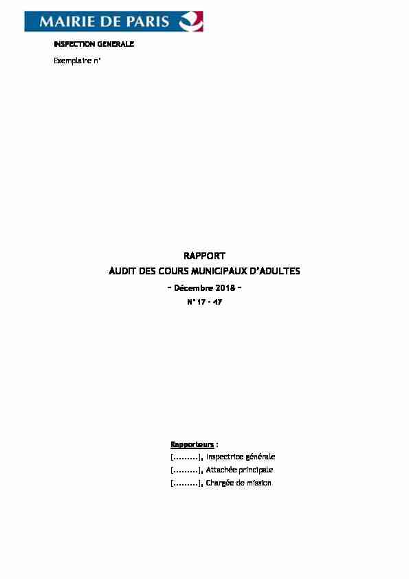 ROC 17-47 Audit Cours Municipaux Adulte - Décembre 2018