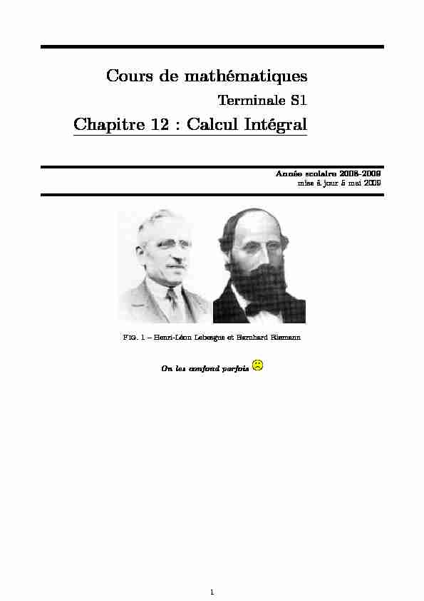 [PDF] Cours de mathématiques Chapitre 12 : Calcul Intégral - Melusine