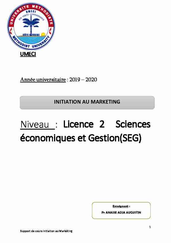 [PDF] Niveau : Licence 2 Sciences économiques et Gestion(SEG) - UMECI