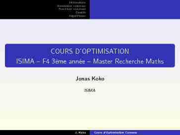 COURS DOPTIMISATION [.2pc] ISIMA – F4 3ème année – Master