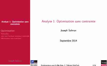 Analyse 1: Optimisation sans contrainte