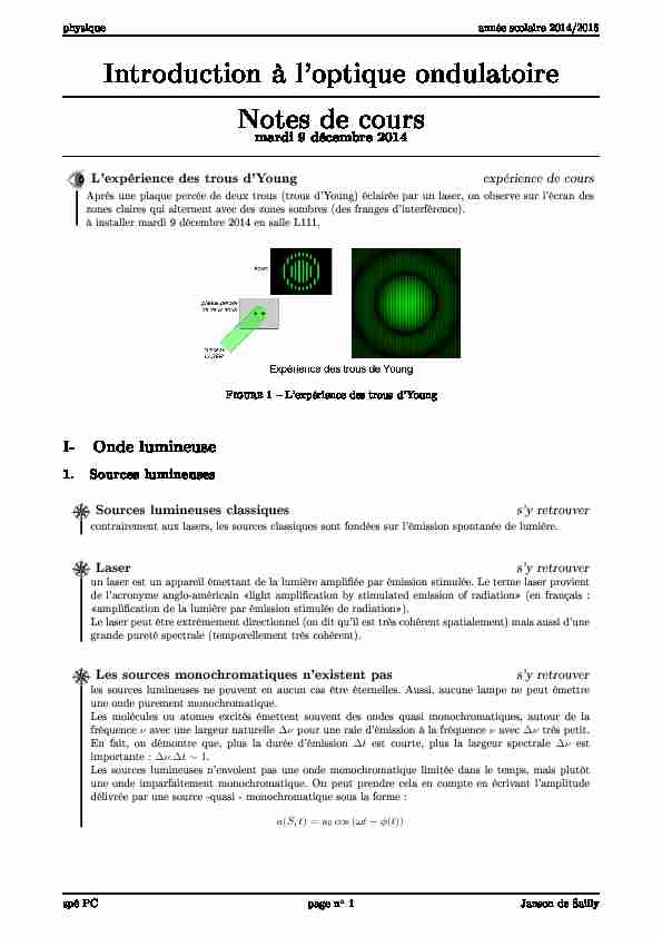 Introduction à loptique ondulatoire Notes de cours - Nanopdf