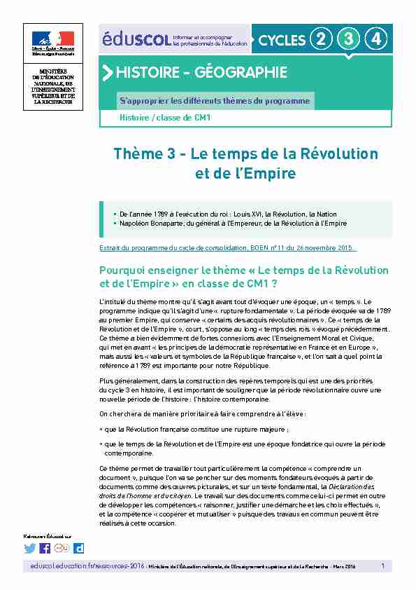 HISTOIRE - Le temps de la Révolution et de lEmpire