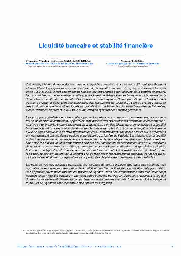 Liquidité bancaire et stabilité financière