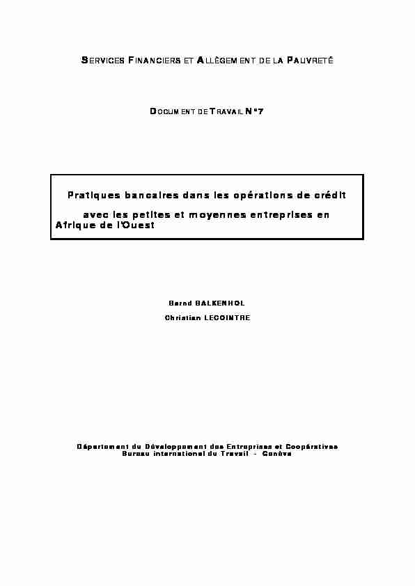 [PDF] Les pratiques bancaires - ILO