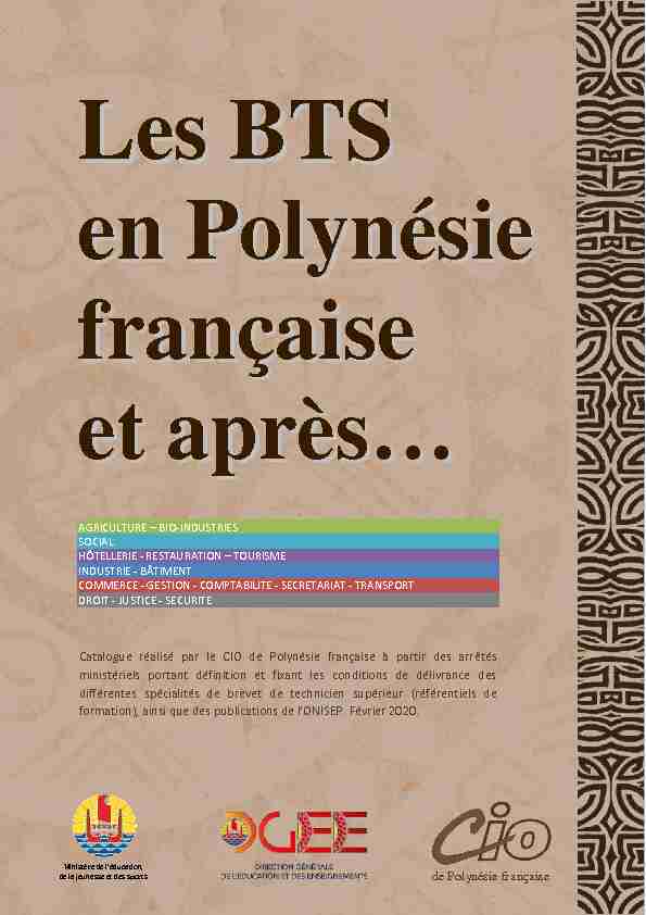 Les BTS en Polynésie française et après