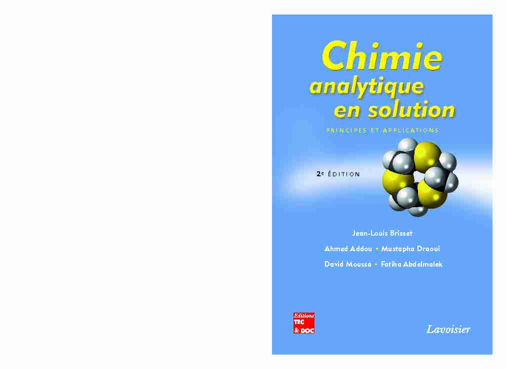 Chimie Analytique en Solution