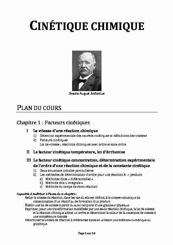 [PDF] cinétique chimique - Chimie - PCSI