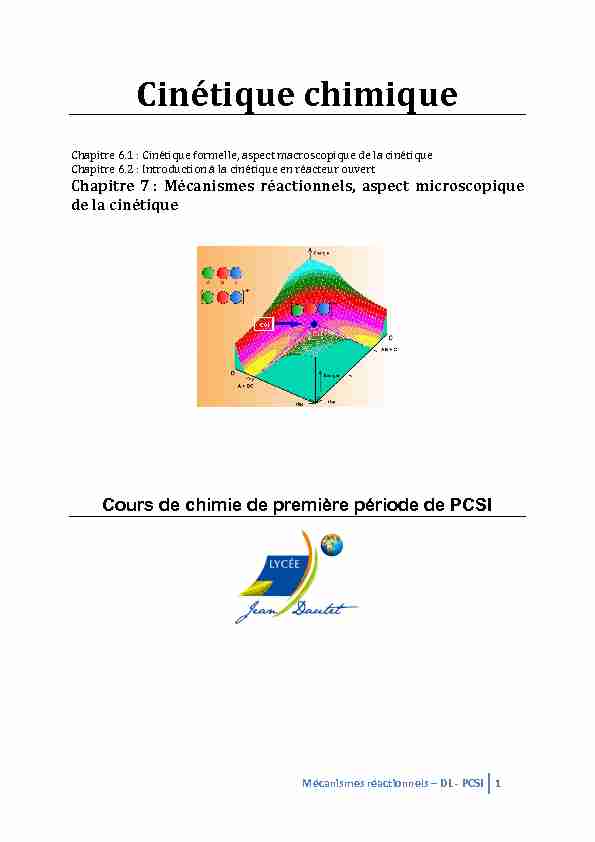 [PDF] Cinétique)chimique) - Chimie en PCSI