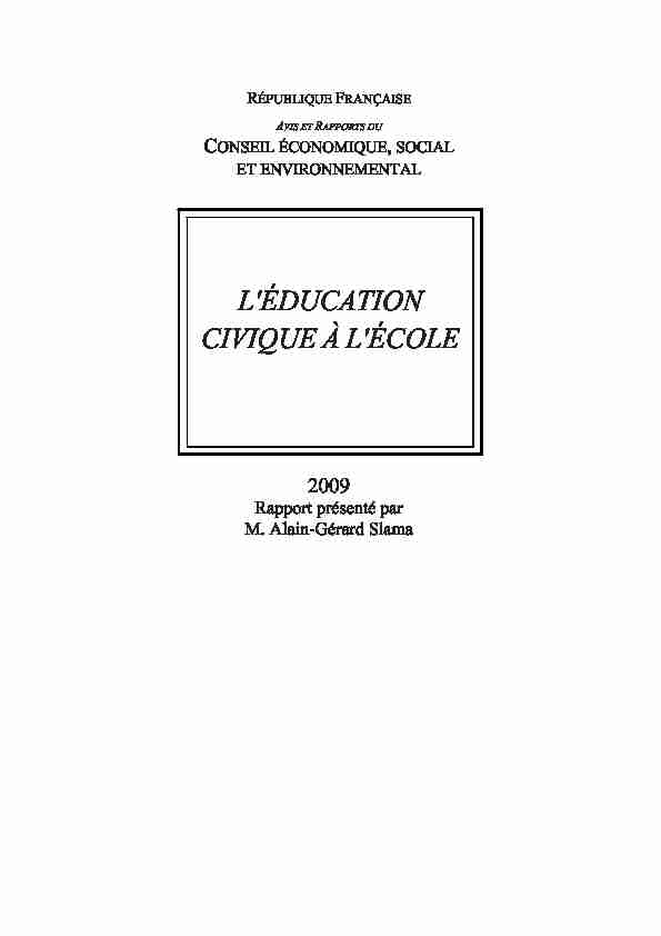 [PDF] LÉDUCATION CIVIQUE À LÉCOLE - Convention citoyenne