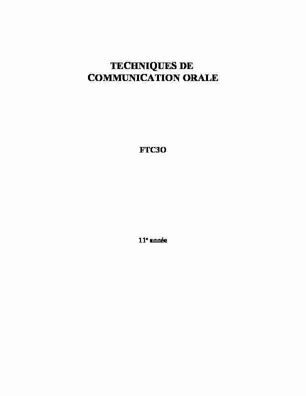 [PDF] TECHNIQUES DE COMMUNICATION ORALE