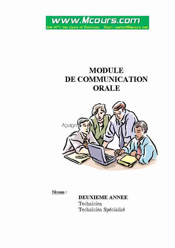 [PDF] MODULE DE COMMUNICATION ORALE