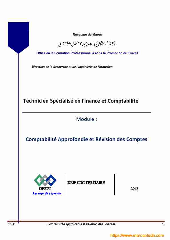 Module : Comptabilité Approfondie et Révision des Comptes