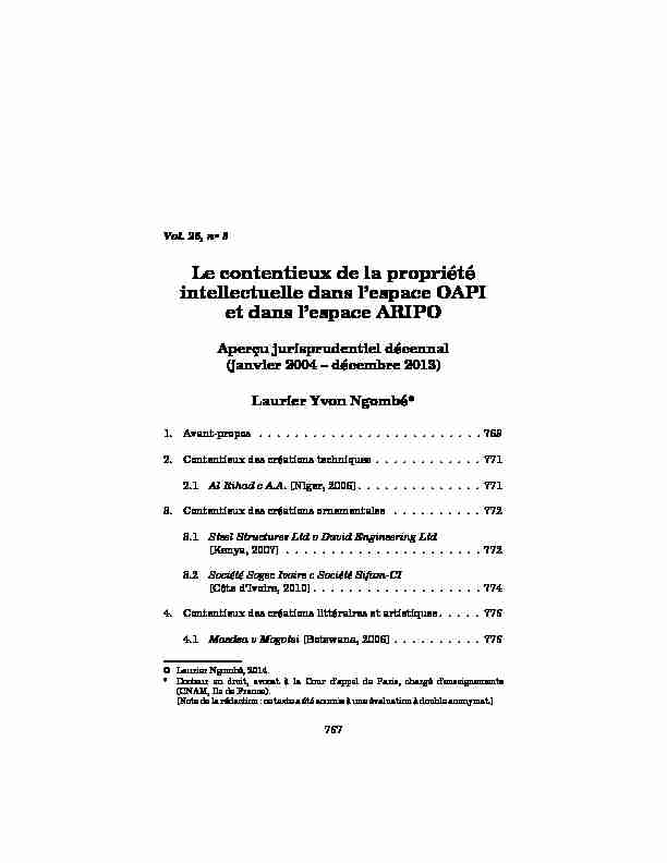[PDF] Le contentieux de la propriété intellectuelle dans lespace OAPI et