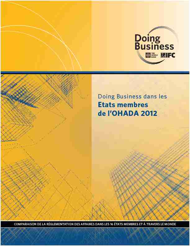 Doing Business dans les Etats membres de lOHADA 2012
