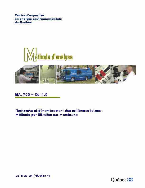 [PDF] MA 700 – Col 10 Recherche et dénombrement des coliformes totaux