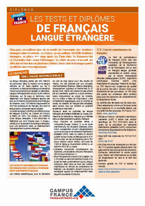 [PDF] Les Tests et diplômes de Français Langue Étrangère (FLE) - Index of /