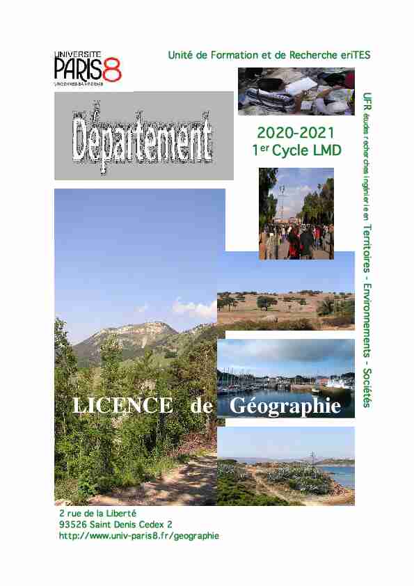 [PDF] LICENCE de Géographie - Université Paris 8