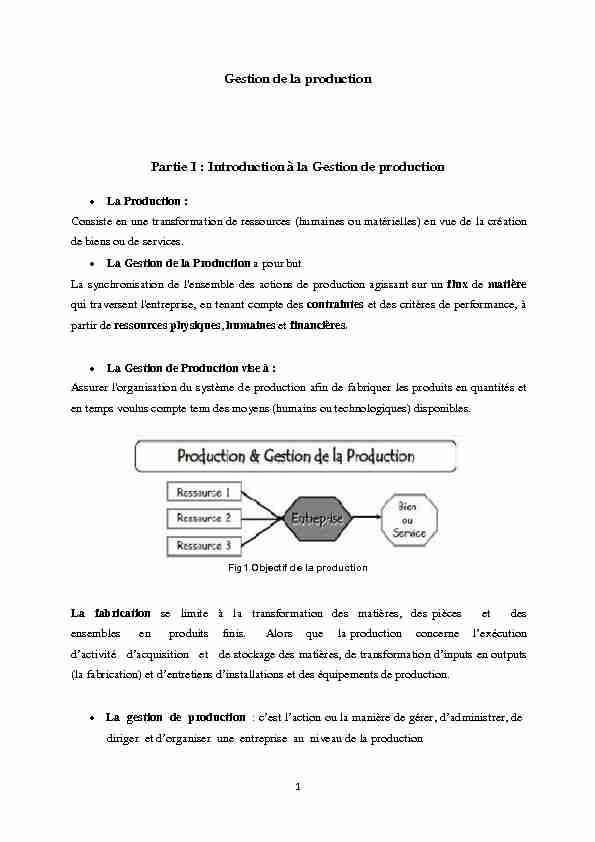 [PDF] Introduction à la Gestion de production