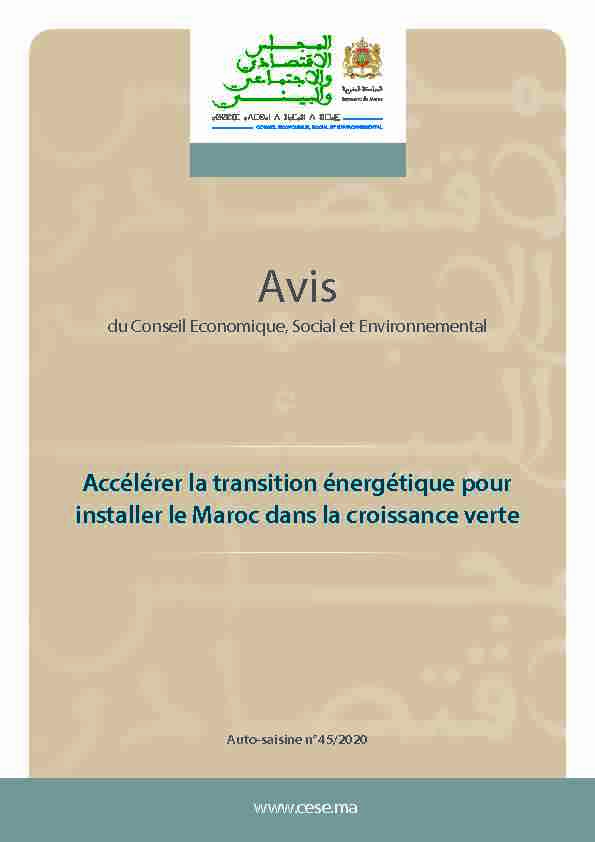 [PDF] Accélérer la transition énergétique pour installer le Maroc dans la