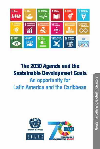 The 2030 Agenda and the Sustainable Development Goals: An