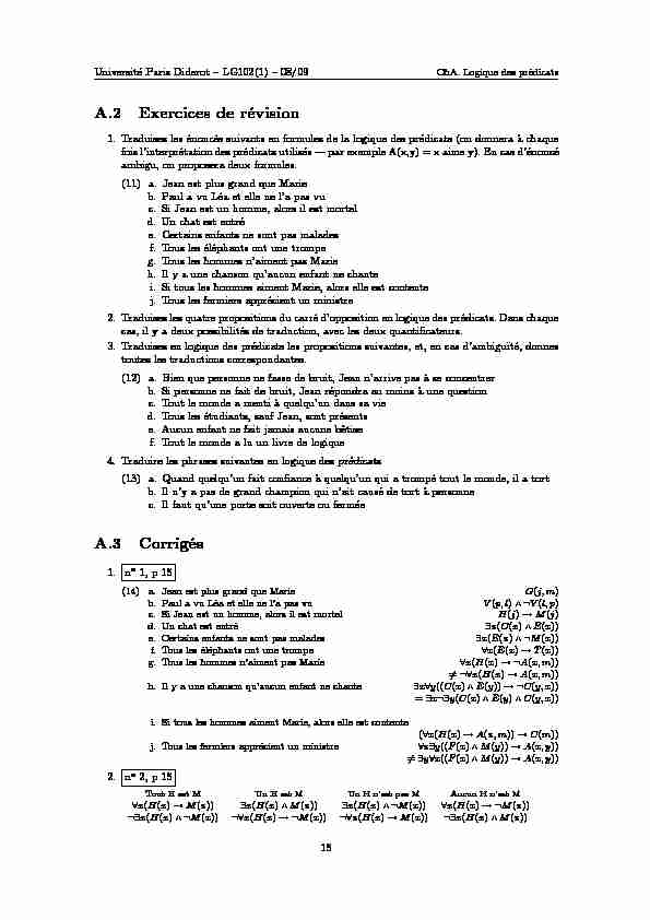 [PDF] A2 Exercices de révision A3 Corrigés