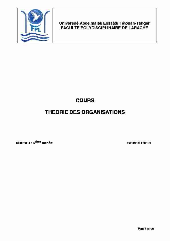 cours theorie des organisations