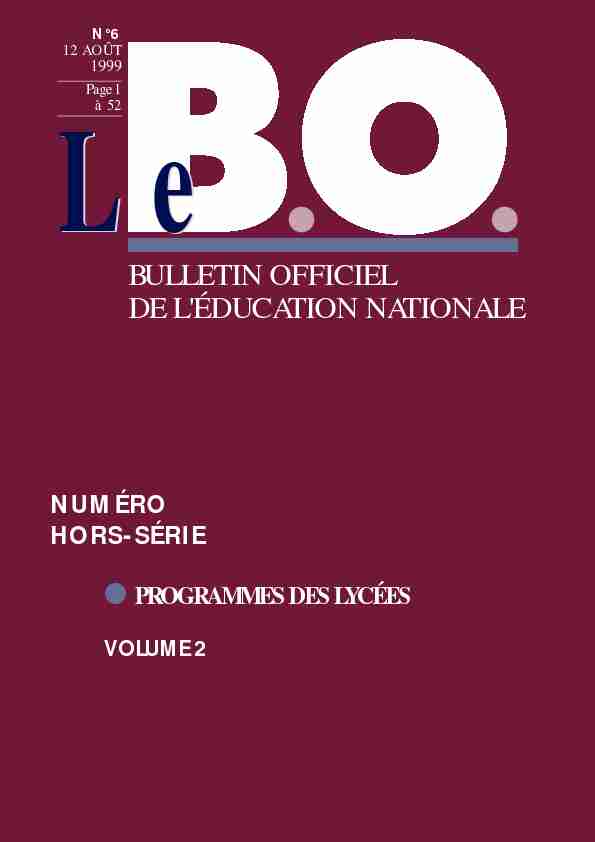 BULLETIN OFFICIEL DE LÉDUCATION NAT I O N A L E