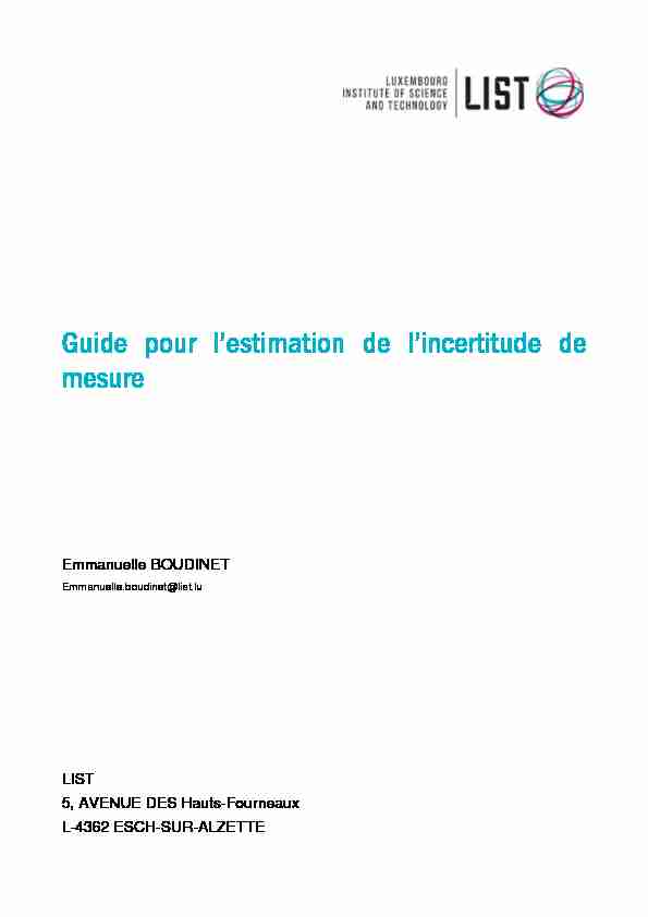 [PDF] Guide pour lestimation de lincertitude de mesure - Portail-Qualitélu