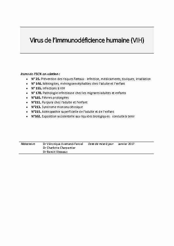 Virus de limmunodéficience humaine (VIH)