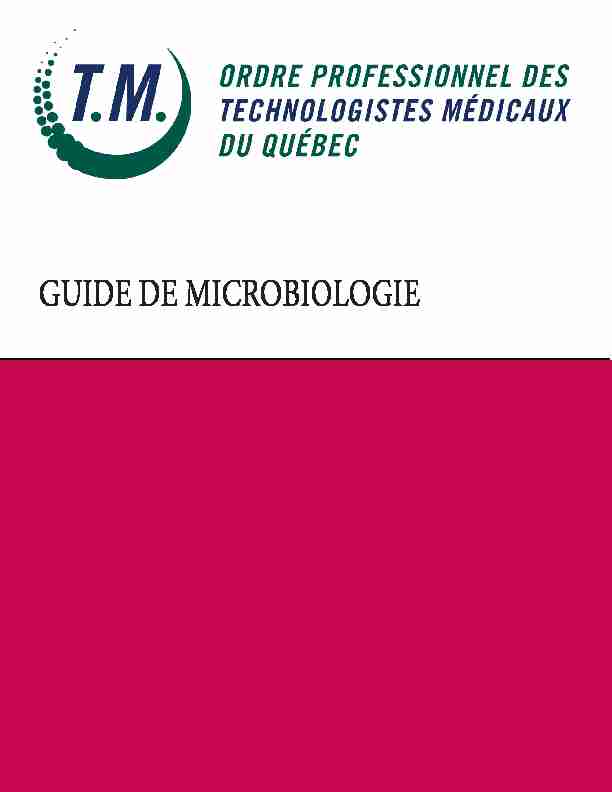 [PDF] GUIDE DE MICROBIOLOGIE