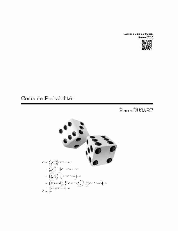 Cours de Probabilités - Université de Limoges
