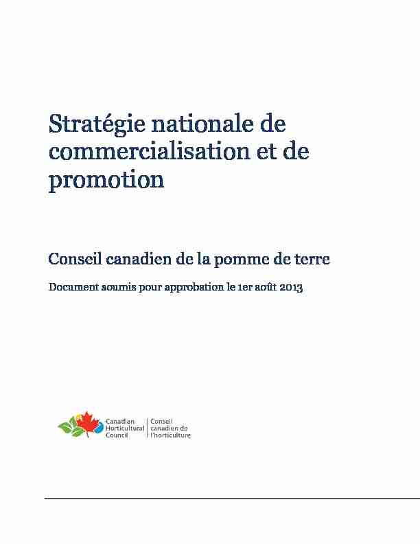 Stratégie nationale de commercialisation et de promotion