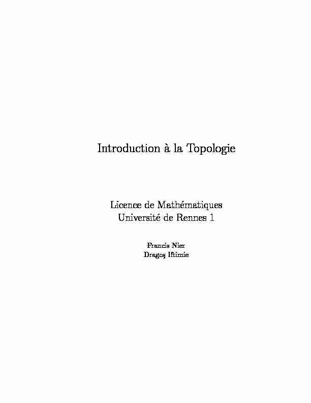 Introduction a la Topologie - Université Grenoble Alpes