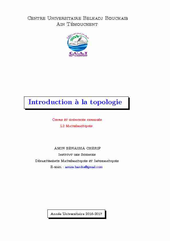 Introduction à la topologie