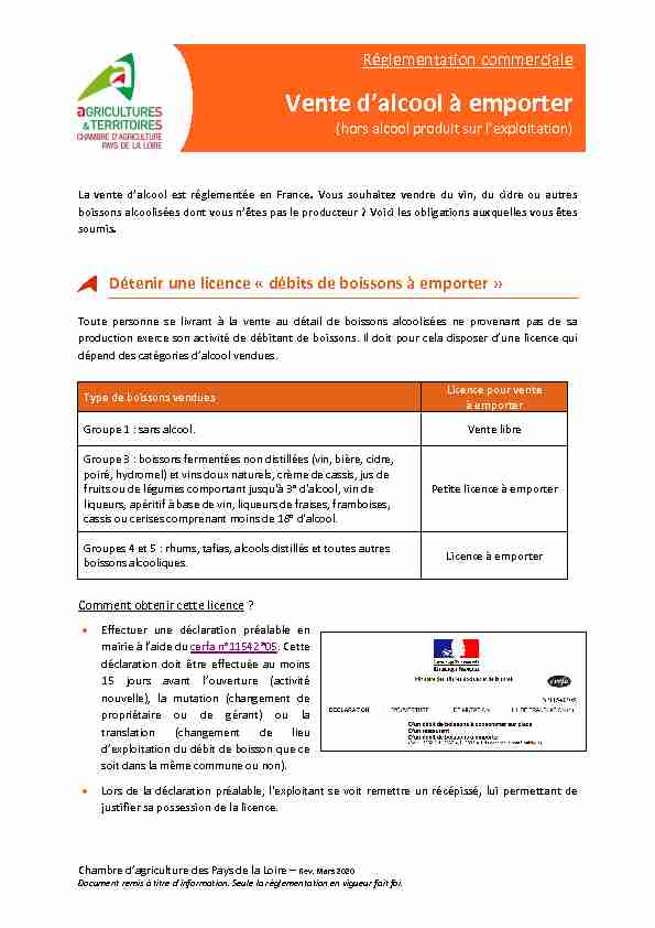 [PDF] Vente dalcool à emporter - Chambres dagriculture - Pays de la Loire