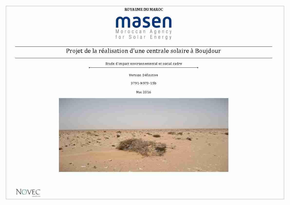 Projet de la réalisation dune centrale solaire à Boujdour