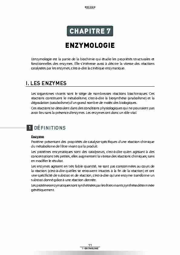 [PDF] CHAPITRE 7 ENZYMOLOGIE