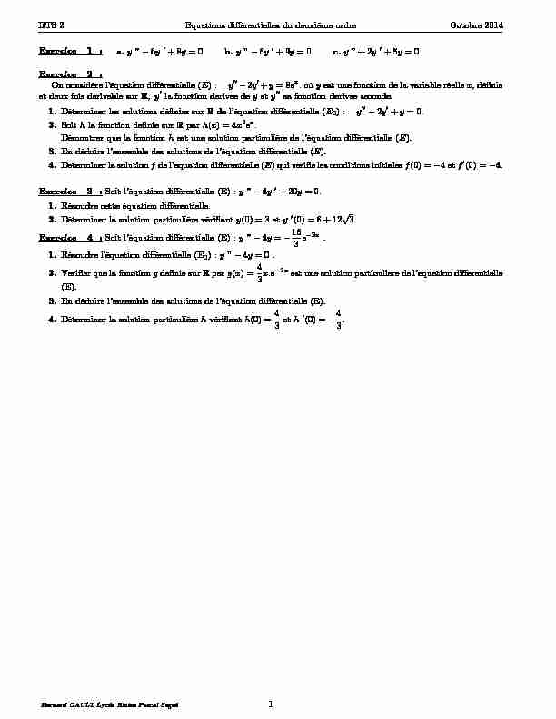 BTS 2 Equations différentielles du deuxième ordre Octobre 2014