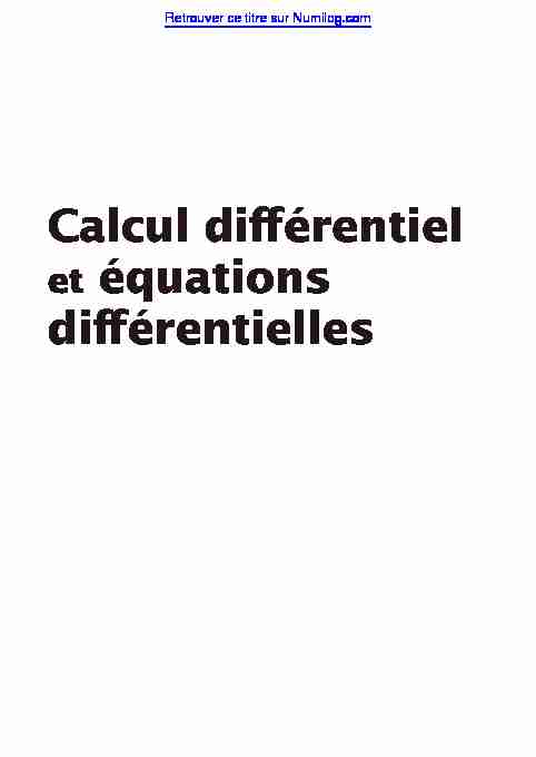 Calcul différentiel et équations différentielles - 2e édition